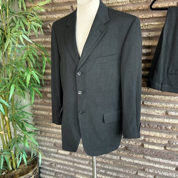 Joseph Abboud Gray 100% Wool 3 Button Suit Pleated Pants Size 41S - Picture 5 of 9
